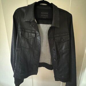 All Saints Coated Black Denim Jacket